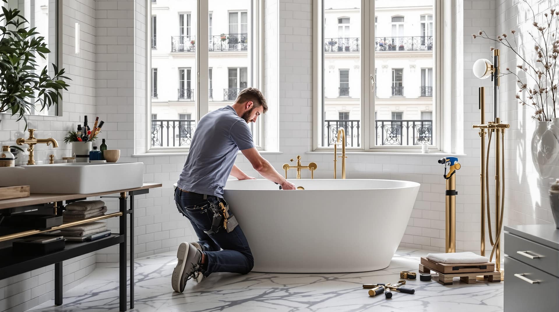 installation baignoire sur mesure à paris : découvrez nos prix compétitifs et demandez un devis gratuit. happyplombier s’occupe de tout pour une pose rapide et de qualité.